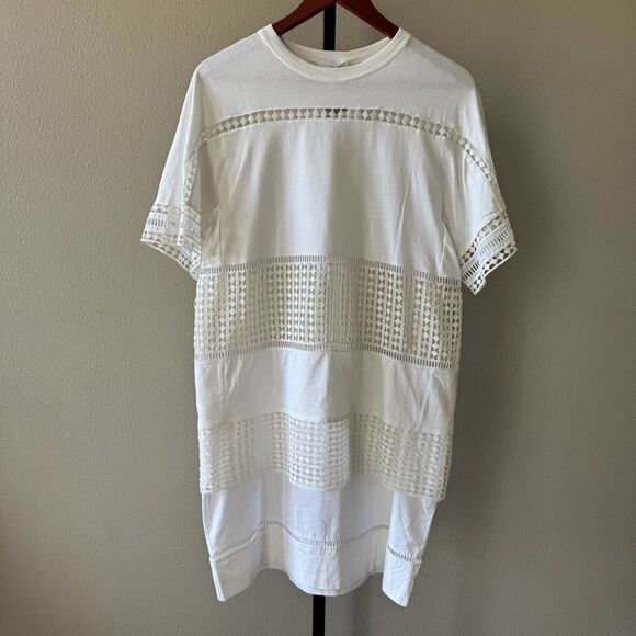 Chloe Shirt Dress Medium Off White‎ Silk Lace Detail - Picture 4 of 16